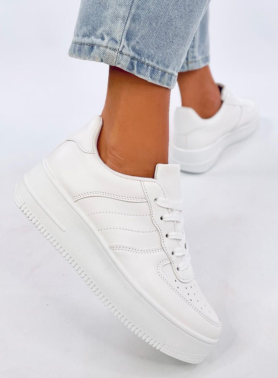 Weiße Damen-Sneaker mit hoher Sohle