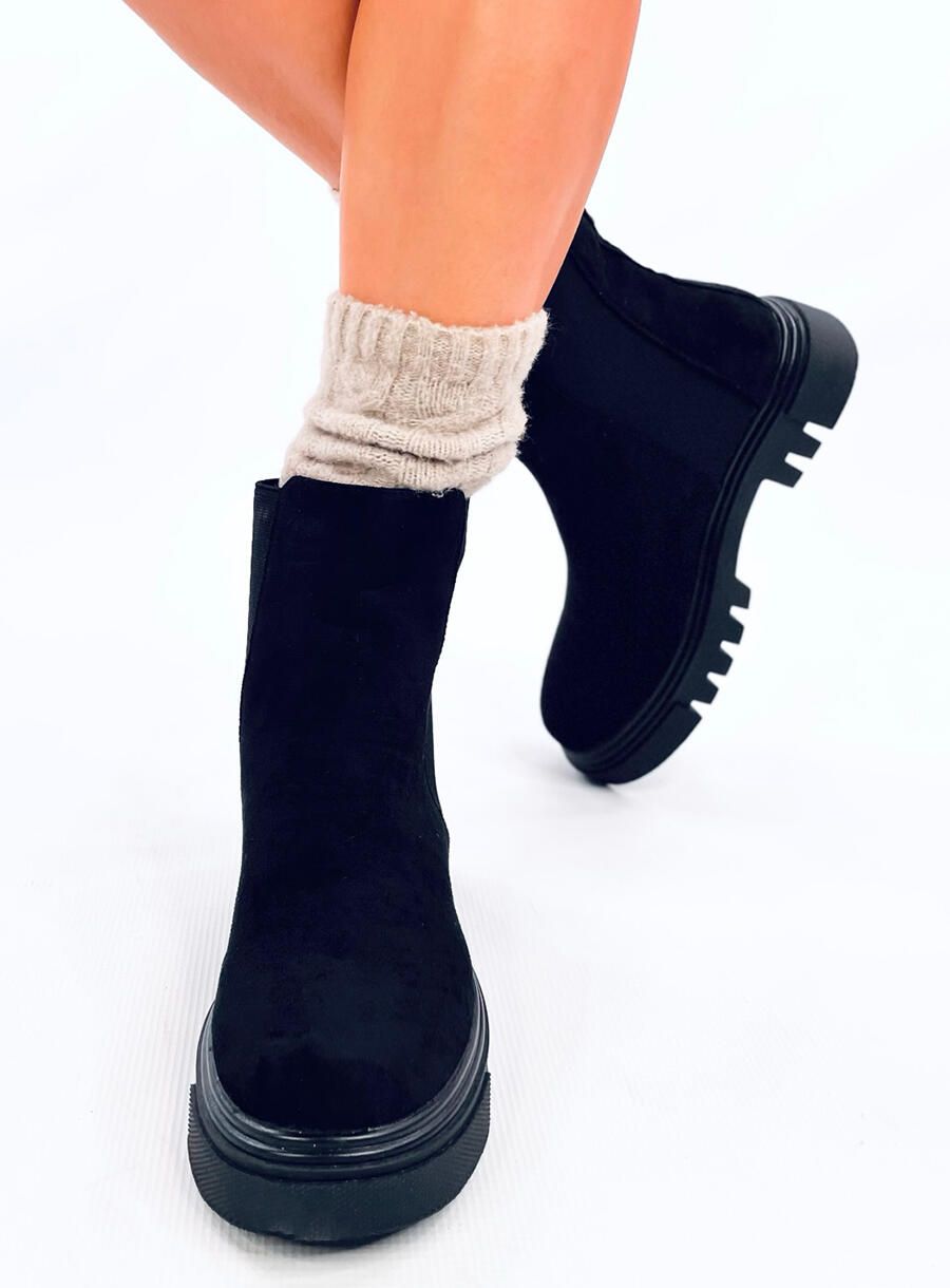 Wildlederstiefel mit dicker Sohle Schwarz