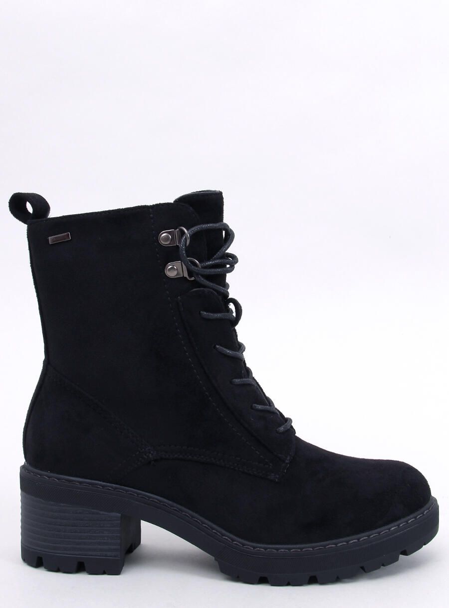Schnürstiefel aus Wildleder mit Absatz Schwarz