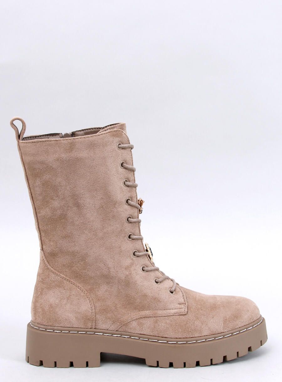 Beige Schnürstiefel BERLIN
