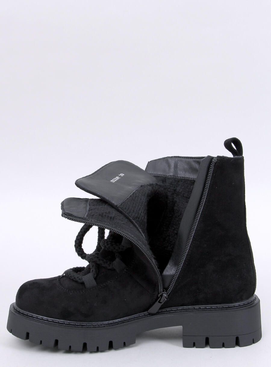 Stiefeletten mit dicken Schnürsenkeln Schwarz