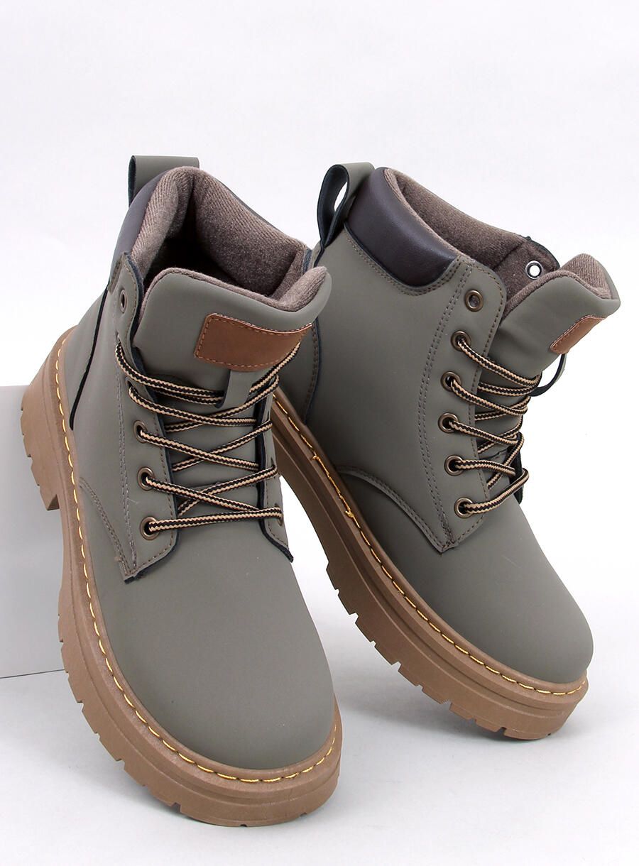 Schnürstiefelette für den Winter Khaki