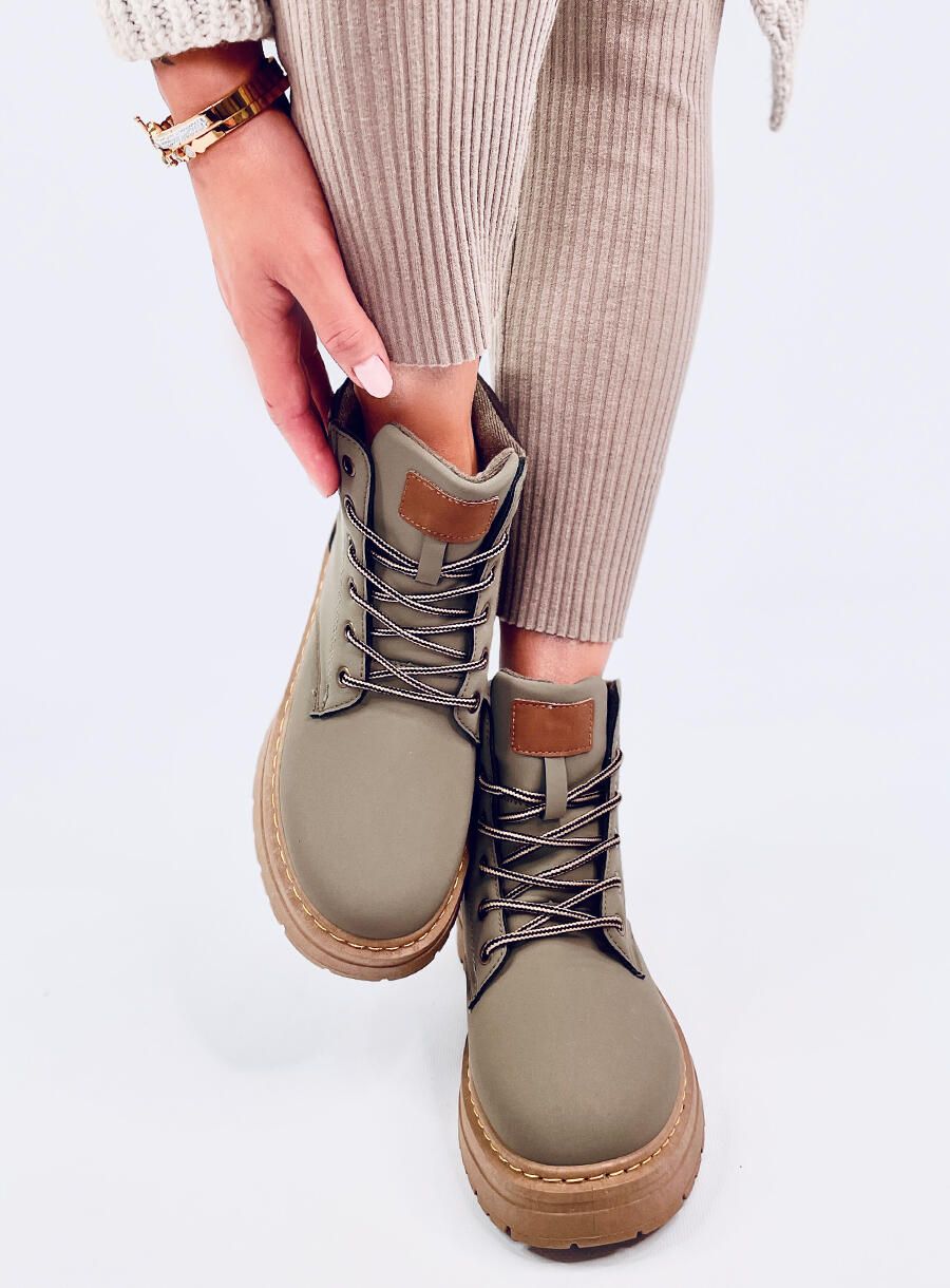 Schnürstiefelette für den Winter Khaki
