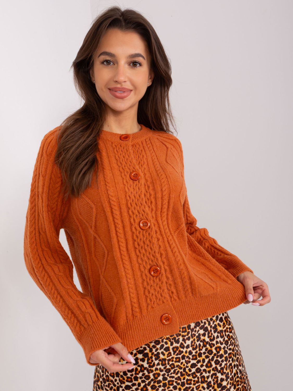 Dunkelorange Strickjacke