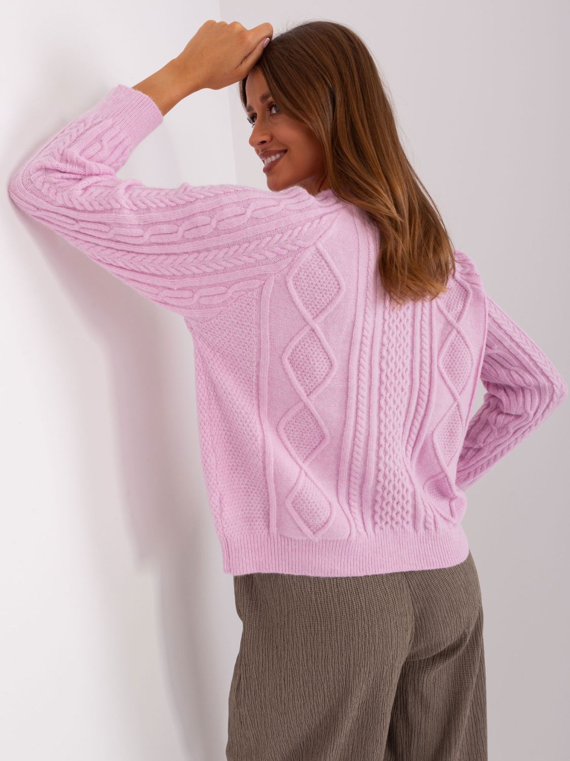 Lila Damen Strickjacke mit Knöpfen