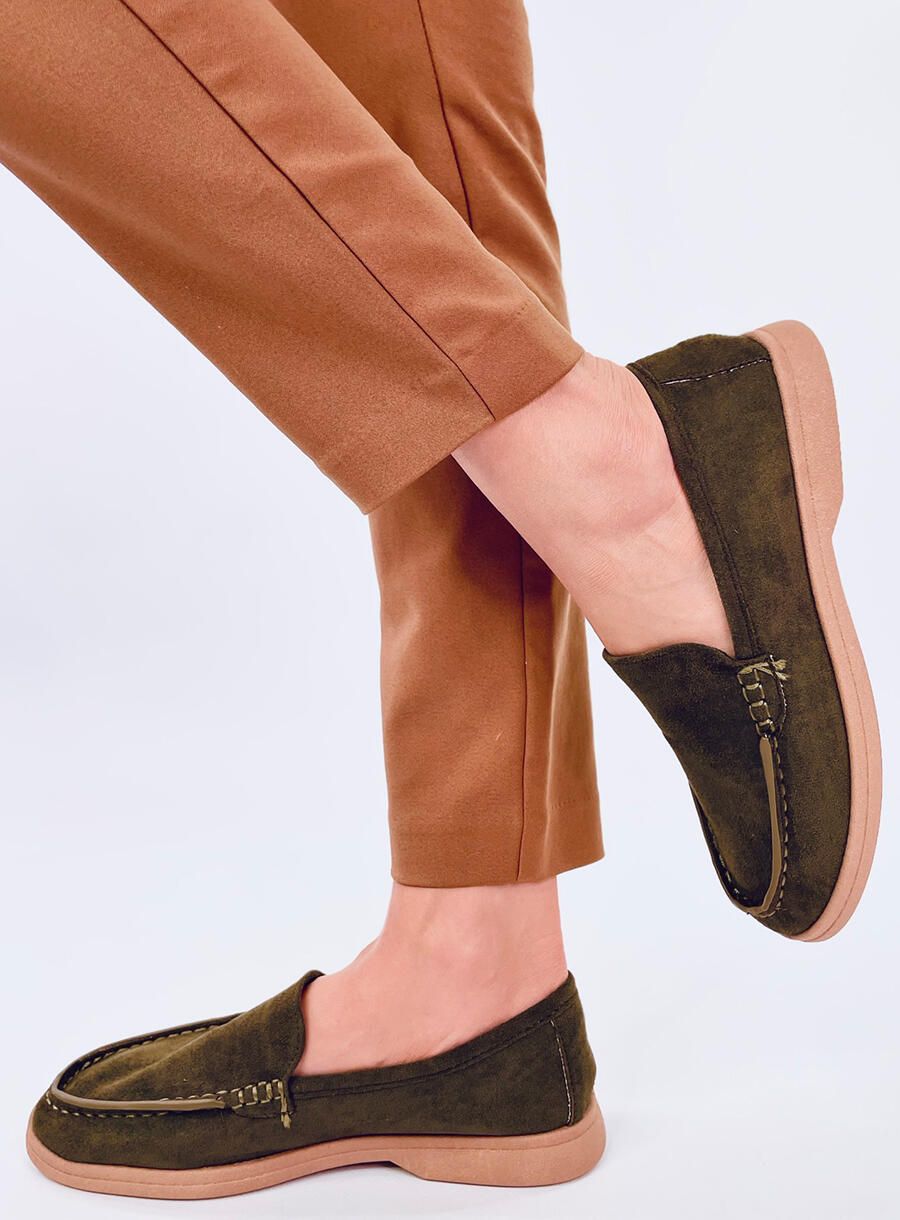 Extra weiche Damenmokassins Olivgrün