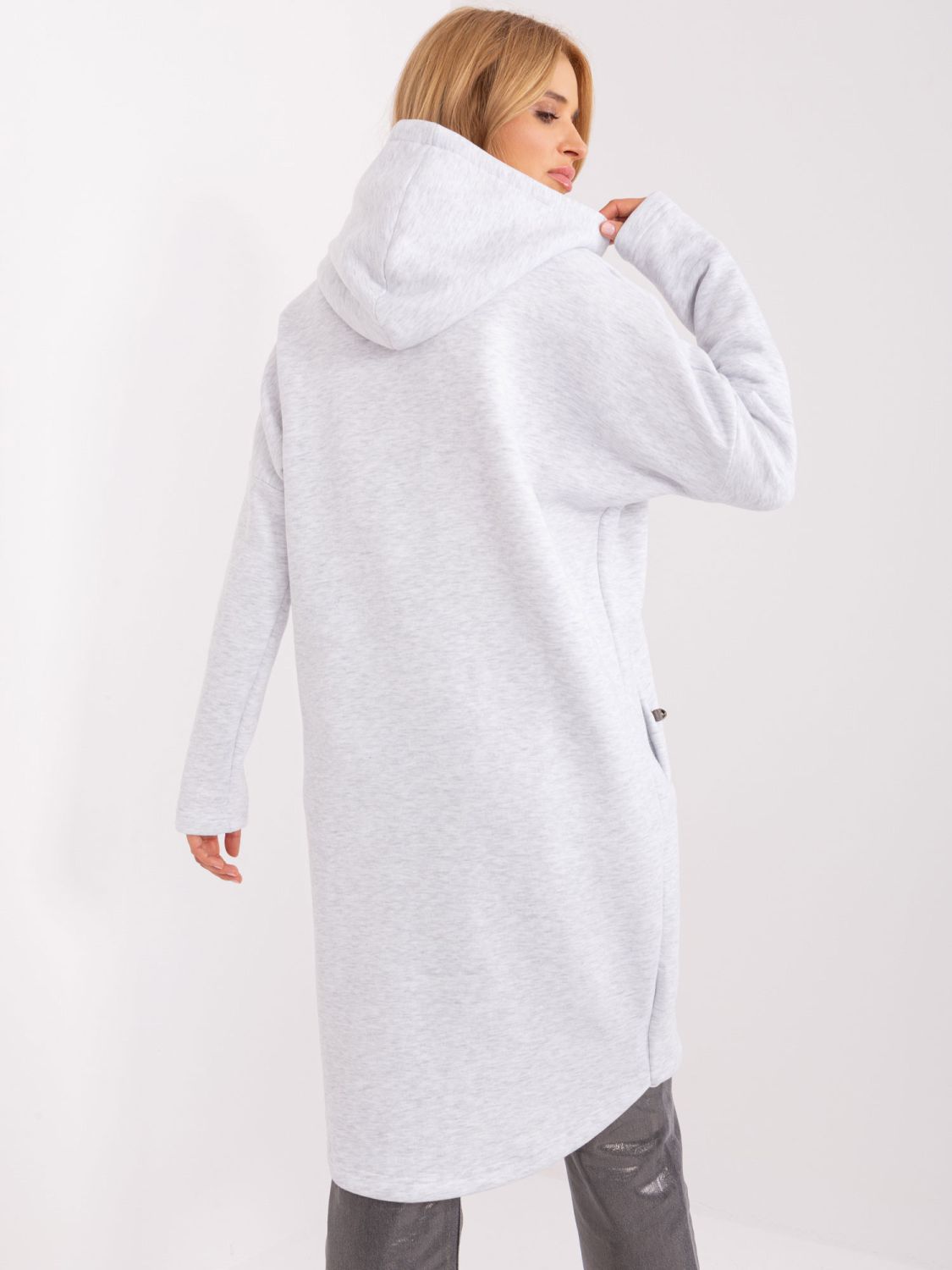 Helle graue Melange Basic Kapuzenpullover RUE PARIS