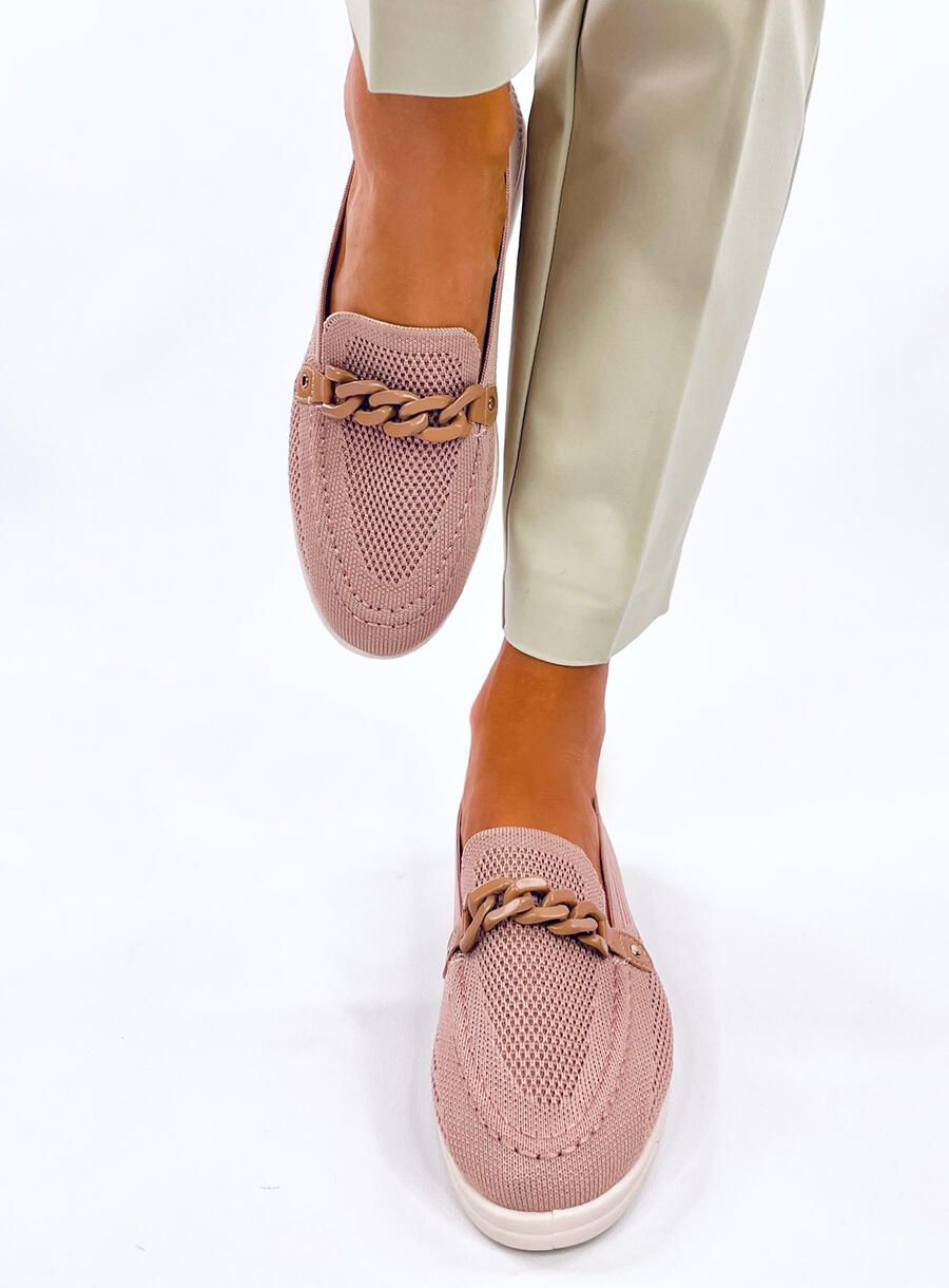 Mokassins aus perforiertem Material Rosa