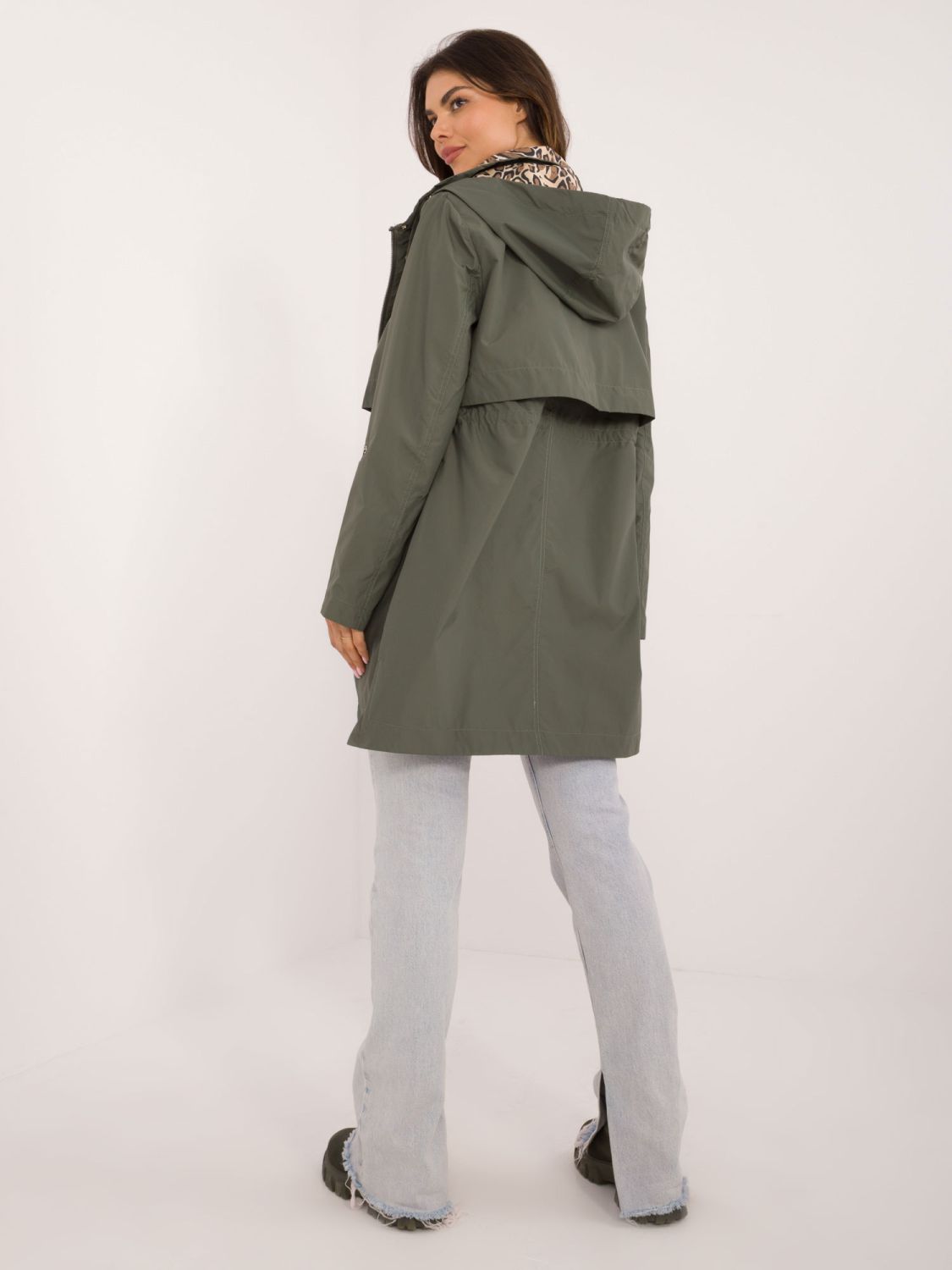 Damen Übergangsjacke mit Kapuze in Khaki