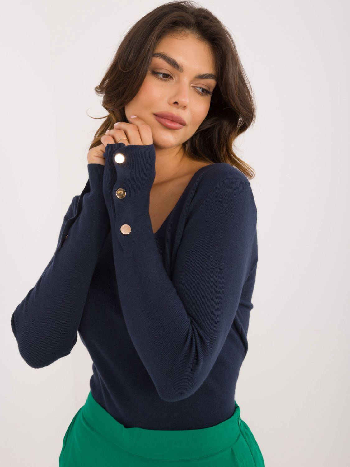 Eleganter blauer Pullover mit langen Ärmeln