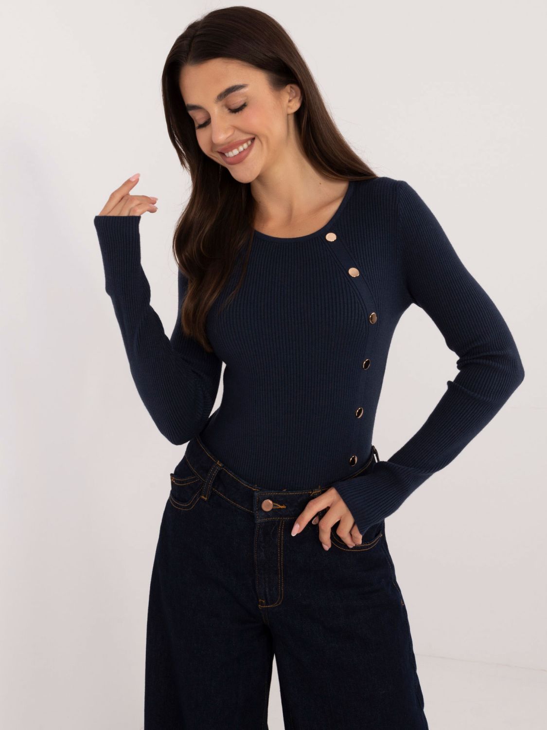 Eleganter blauer Pullover