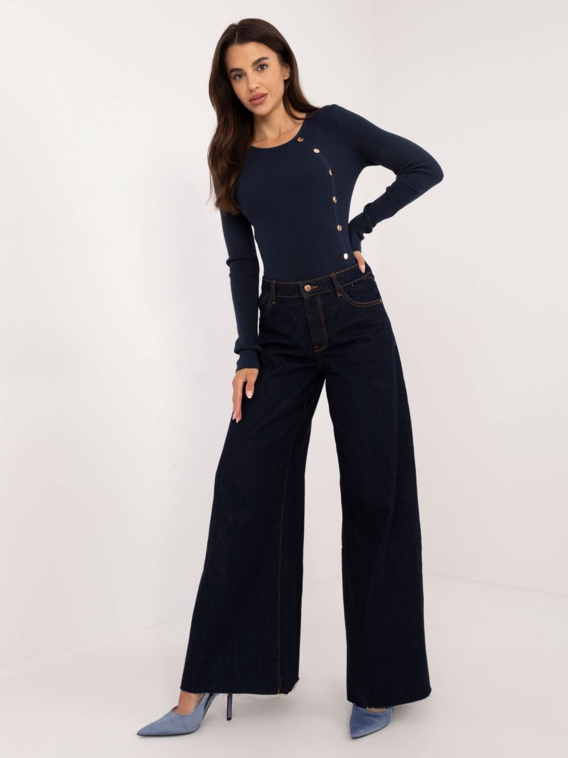 Eleganter blauer Pullover