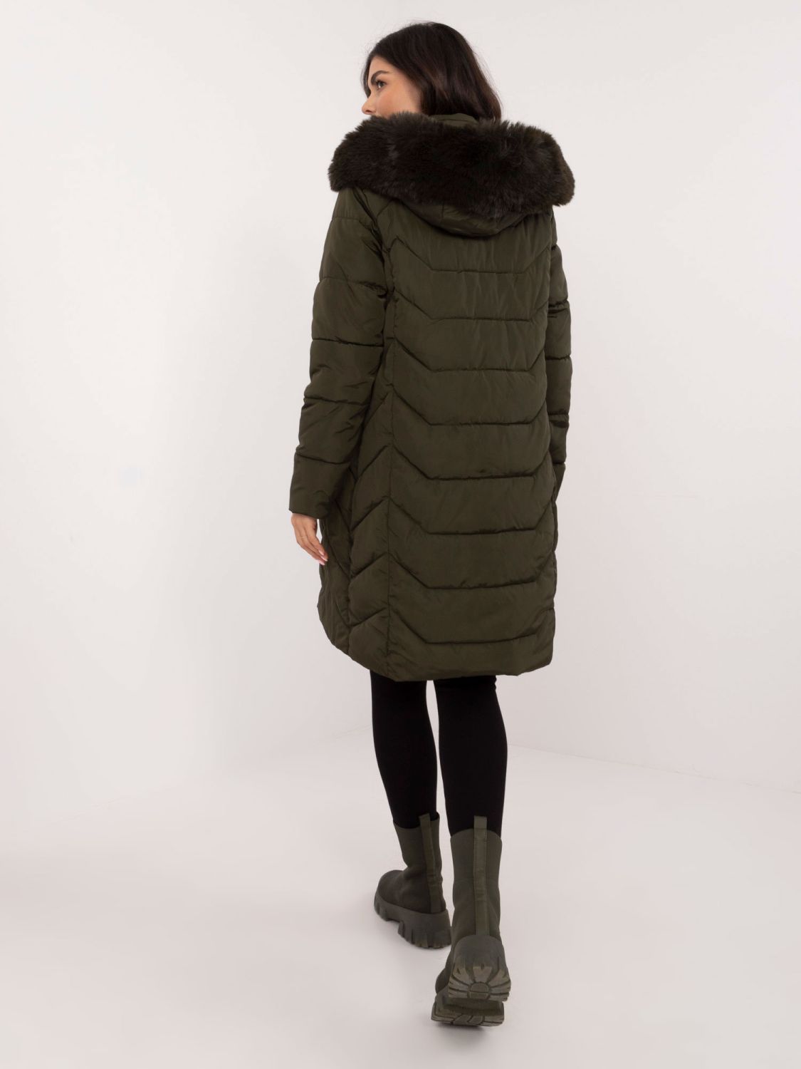 Damen khaki Winterjacke mit Kapuze