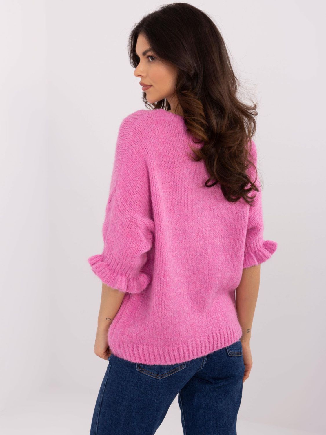 Rosa Pullover mit 3/4 Ärmeln