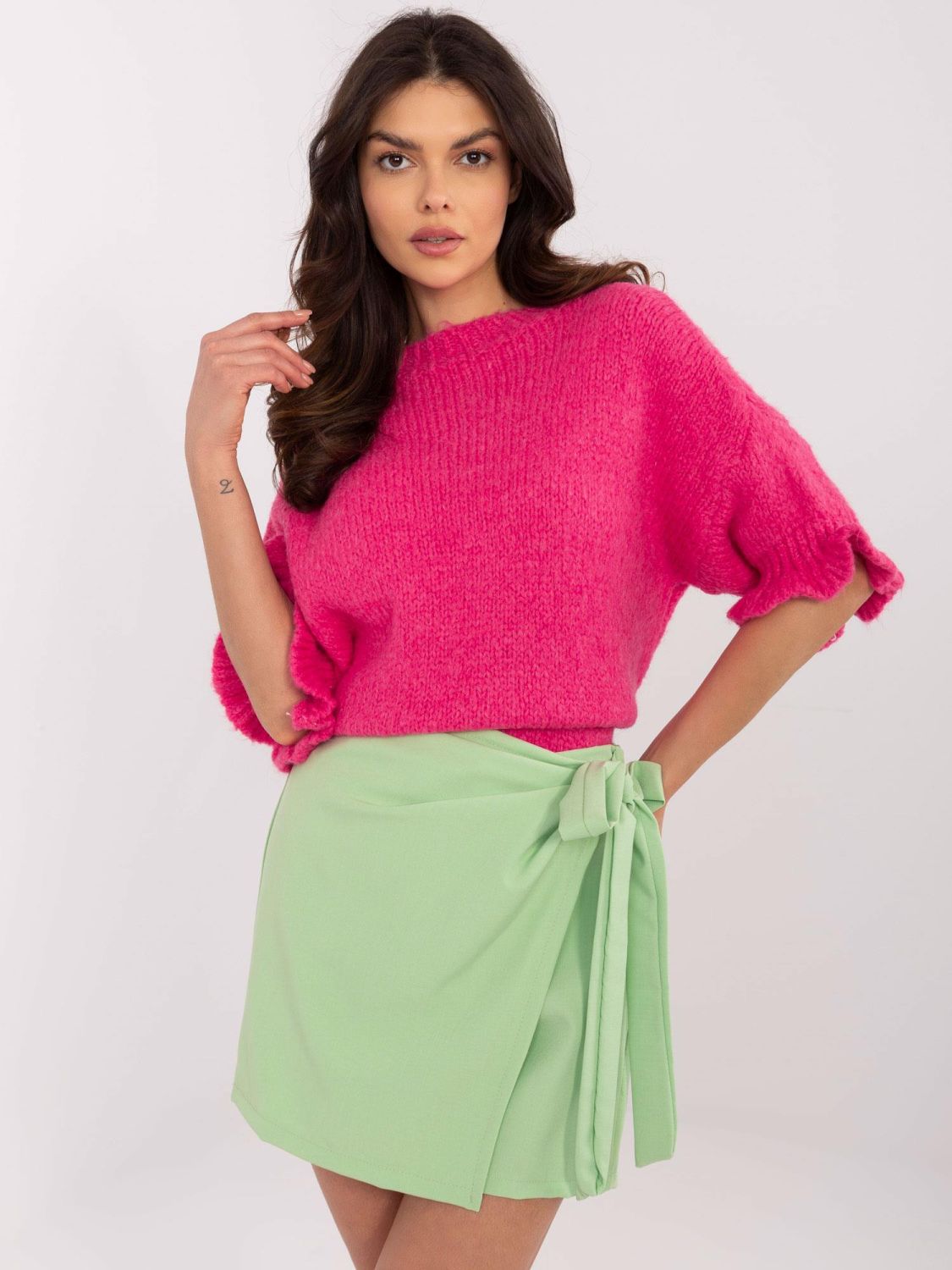 Rosa Pullover mit 3/4-Ärmeln