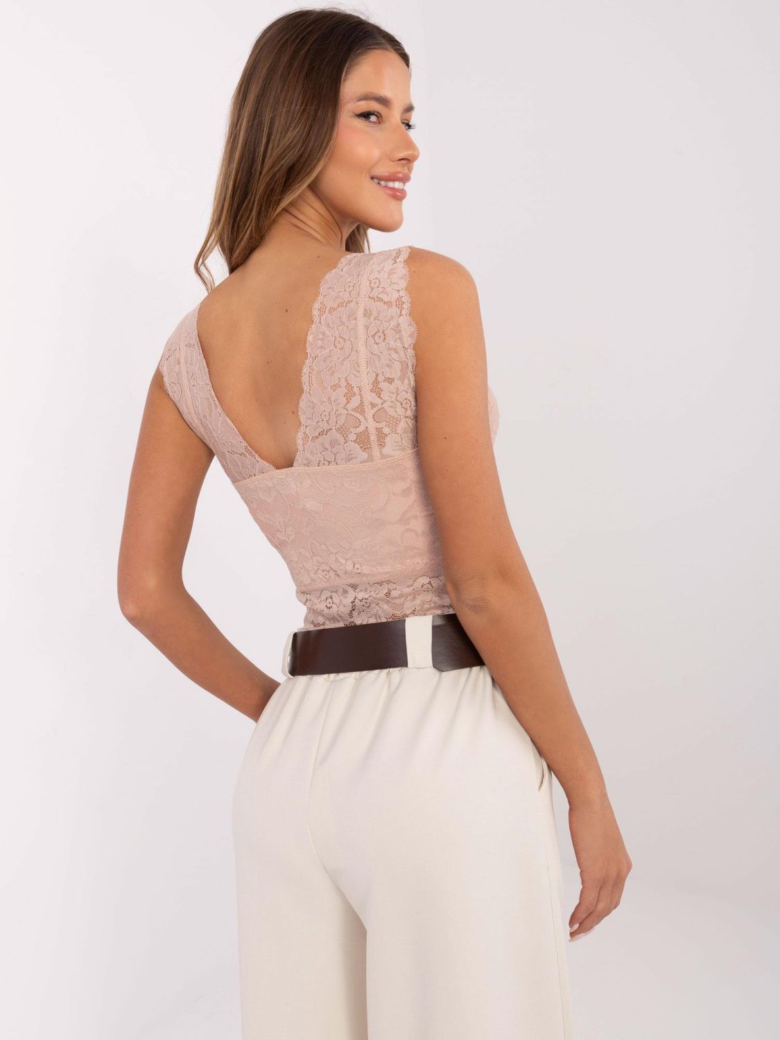 Stylisches Top mit Spitze in hellrosa