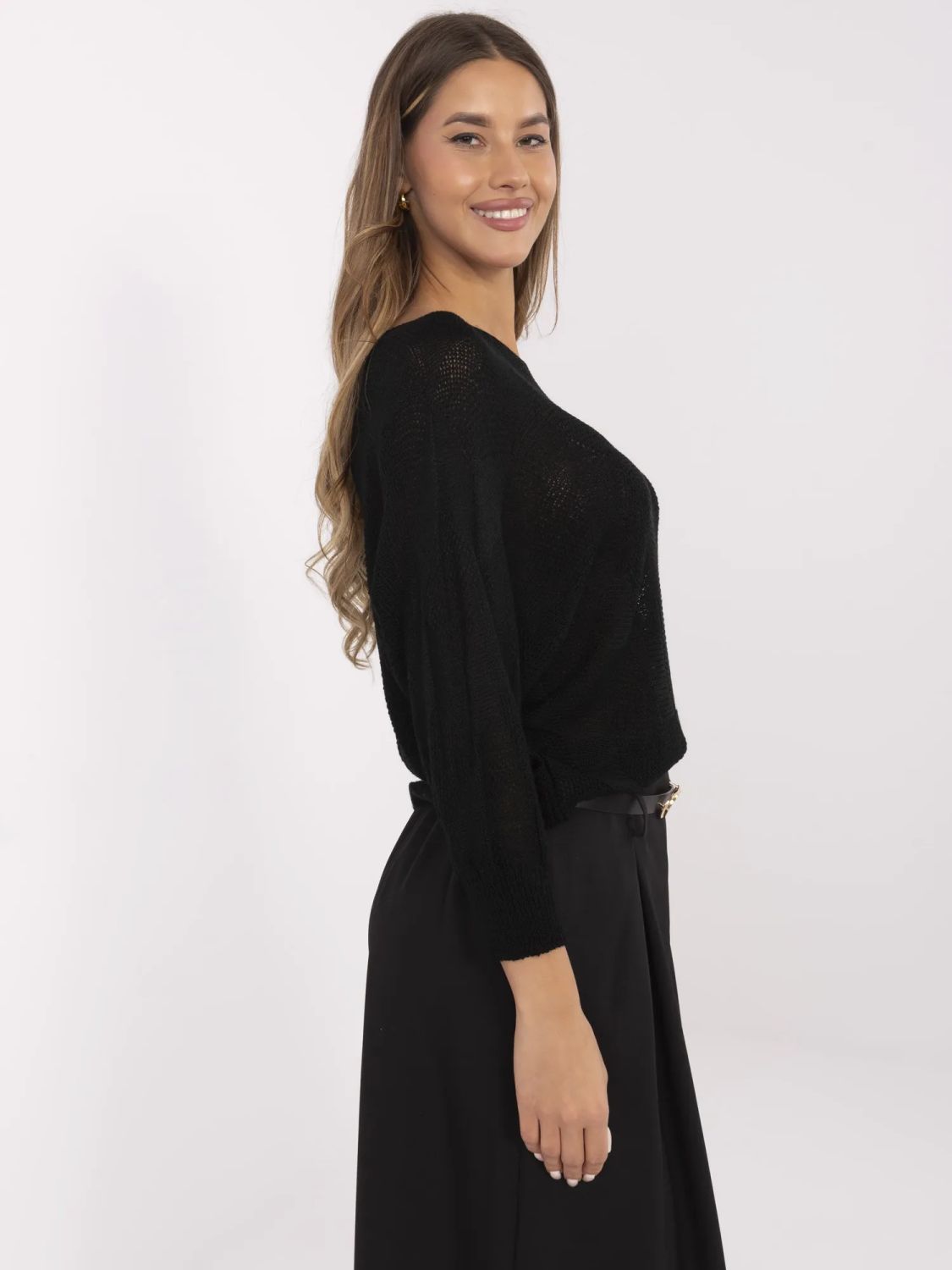 Eleganter schwarzer Pullover mit geometrischem Muster