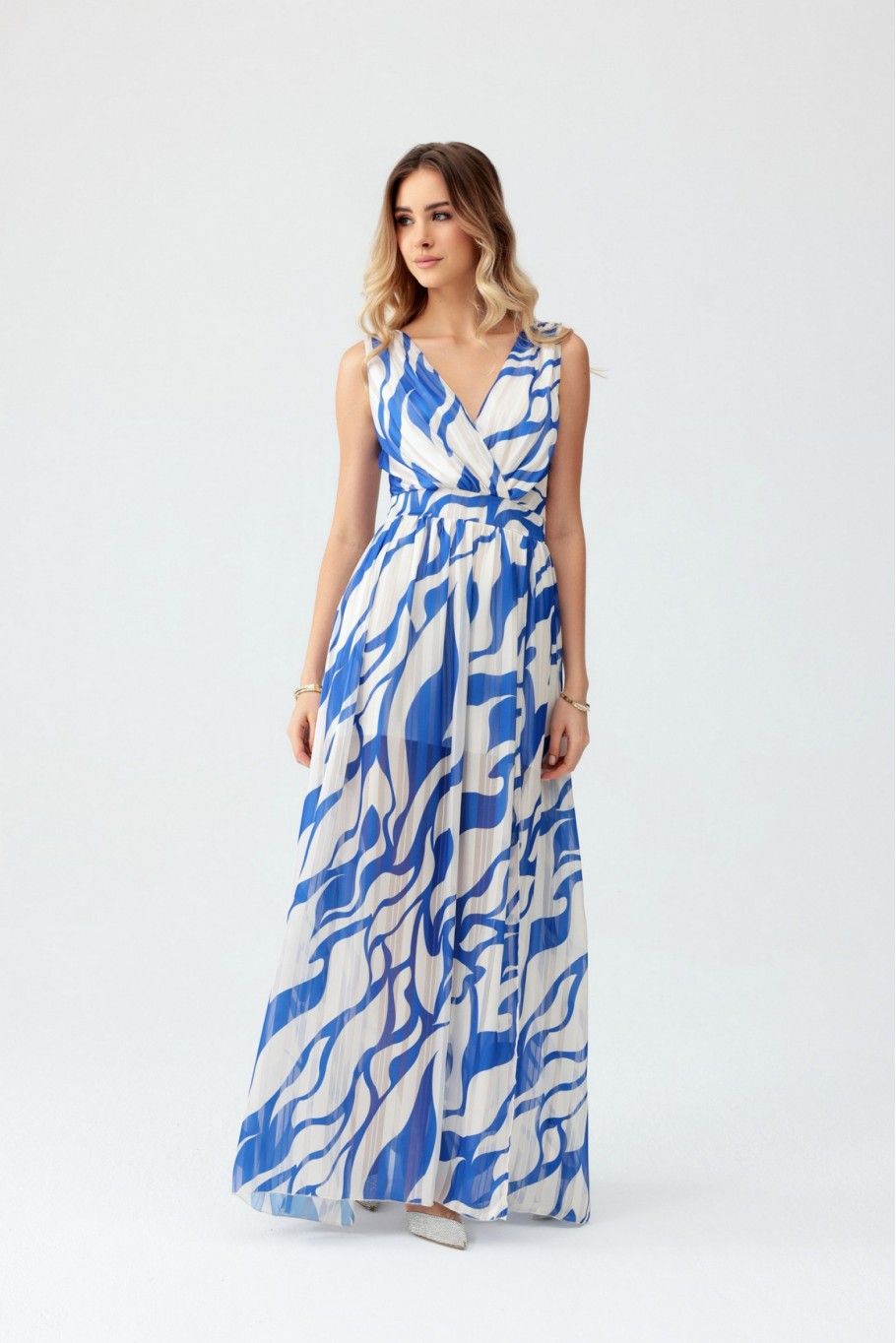 Gemustertes Chiffon-Maxikleid mit Wickelausschnitt Lorena