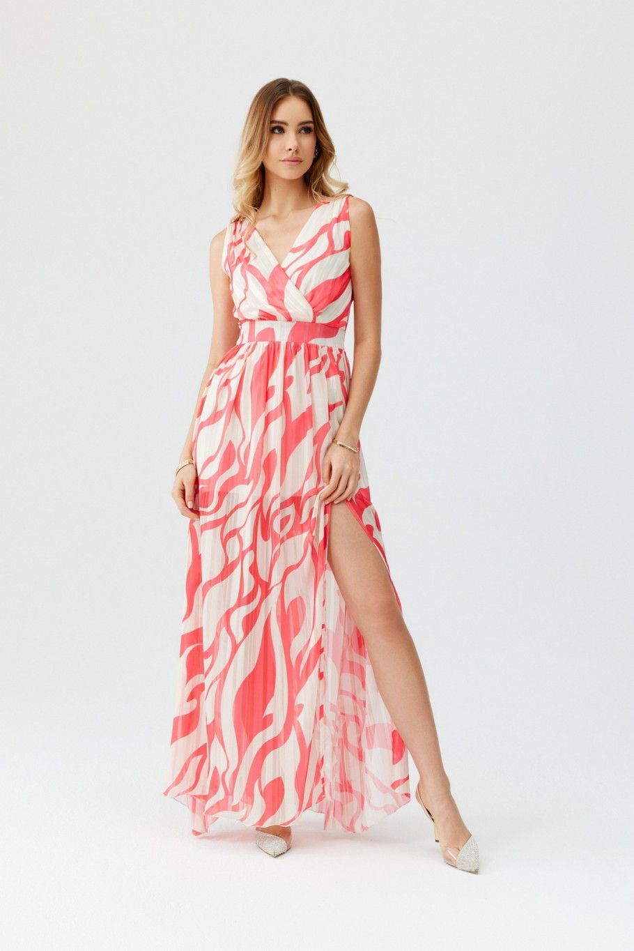 Gemustertes Chiffon-Maxikleid mit Wickelausschnitt Lorena