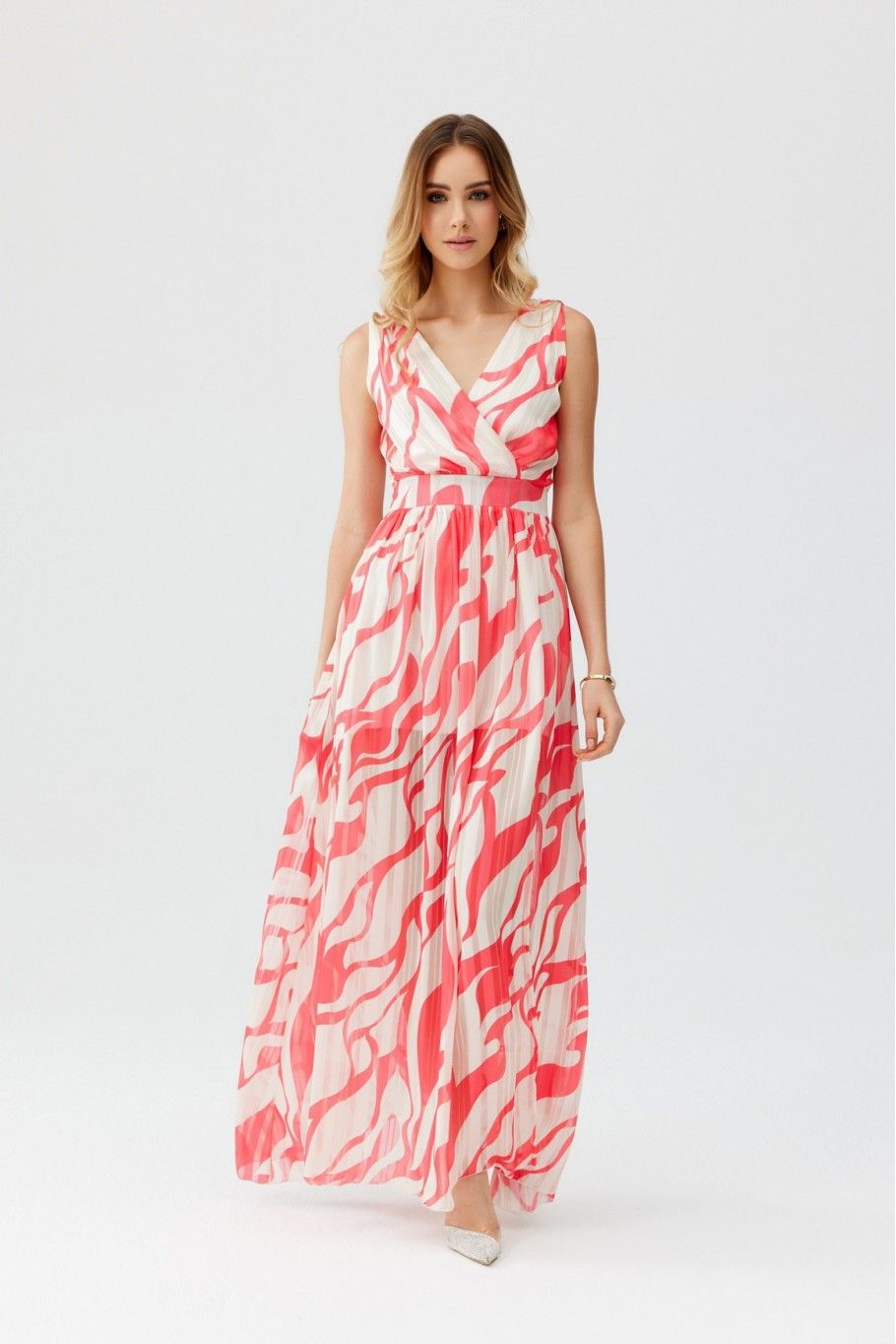 Gemustertes Chiffon-Maxikleid mit Wickelausschnitt Lorena