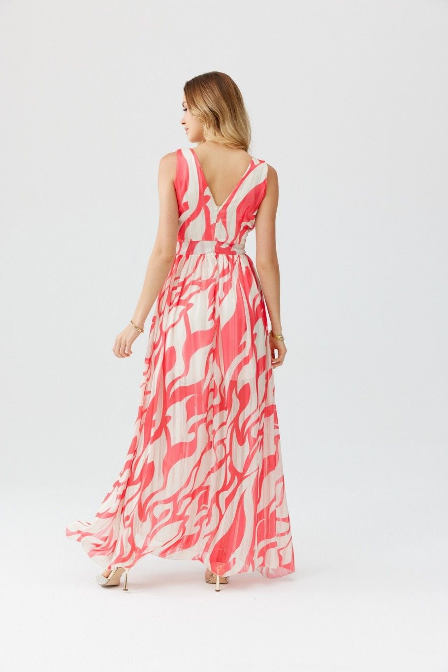 Gemustertes Chiffon-Maxikleid mit Wickelausschnitt Lorena