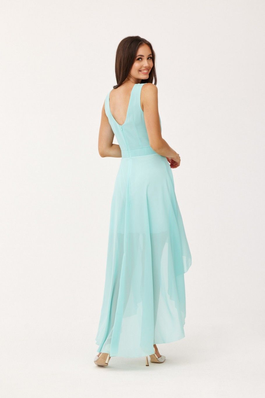 Asymmetrisches Kleid mit Wickelausschnitt in hellem Mint