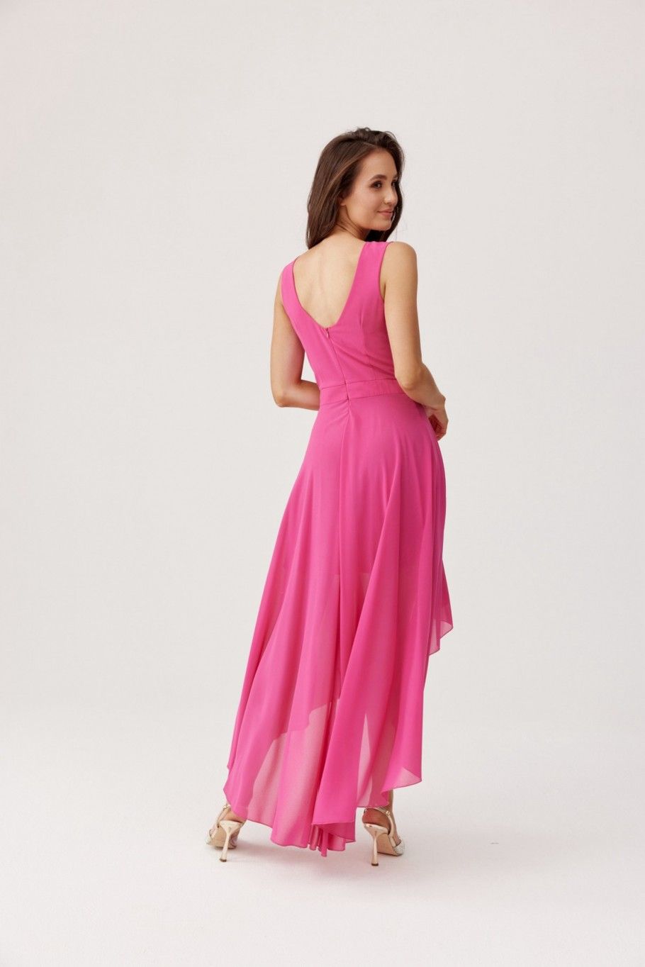 Asymmetrisches Kleid mit Wickelausschnitt in Amaranth