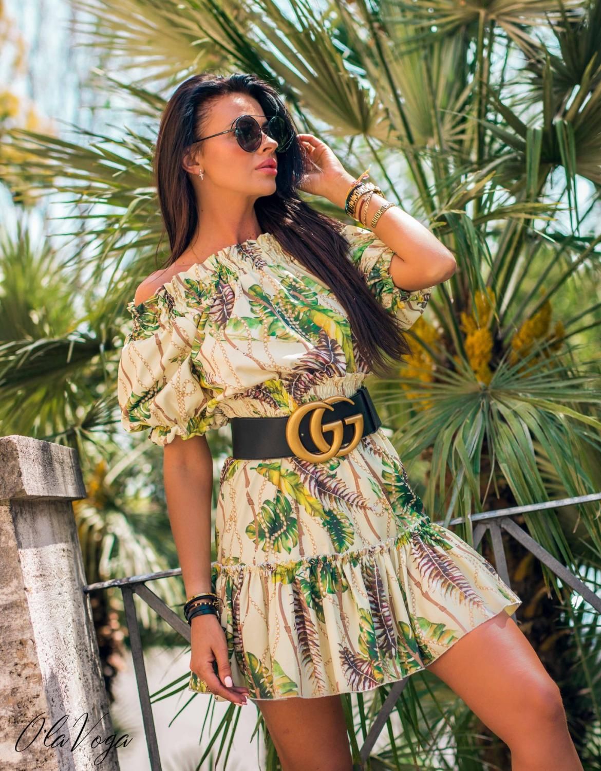 Kleid Serena beige-gelb/O'la Voga