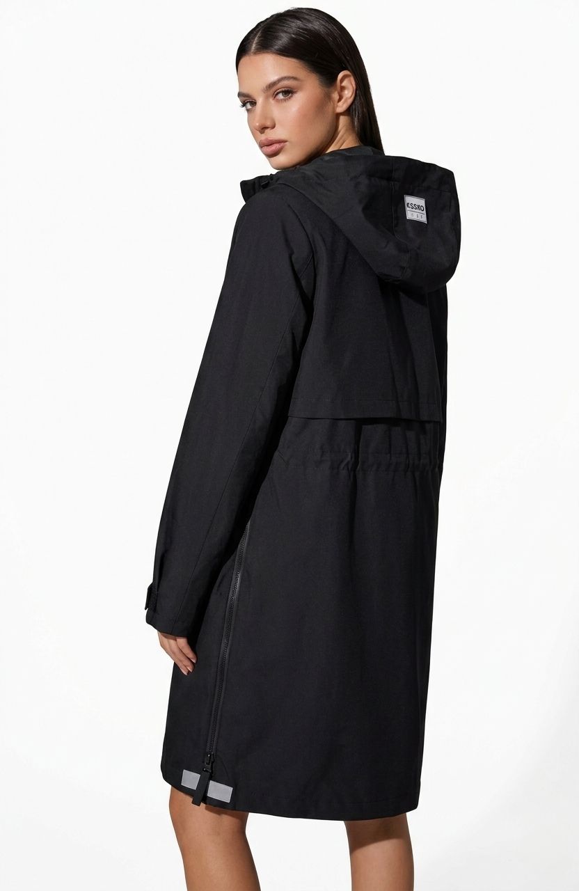 Übergangsparka für Damen mit abnehmbarer Kapuze Schwarz