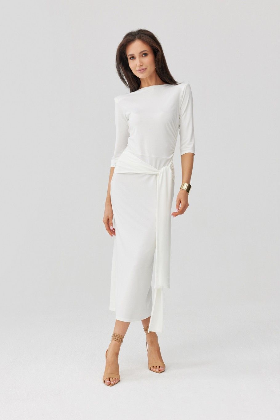 Midi-Kleid in Ecru