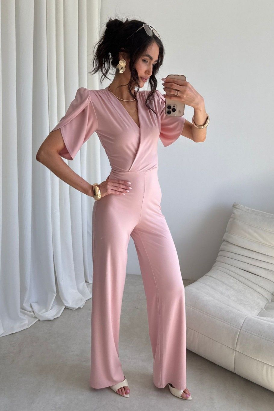 Jumpsuit in pudrigem Rosa Amaris
