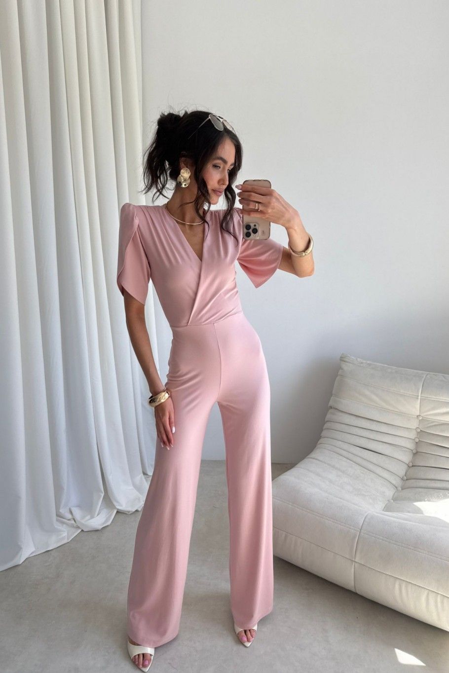 Jumpsuit in pudrigem Rosa Amaris