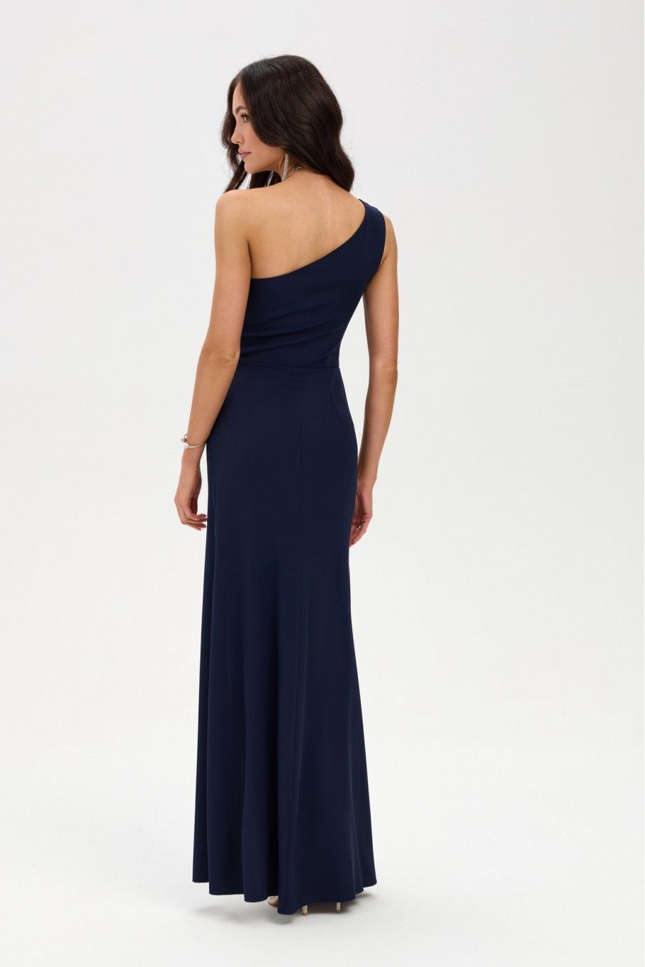 Dunkelblaues Maxi-Kleid mit One-Shoulder-Schnitt