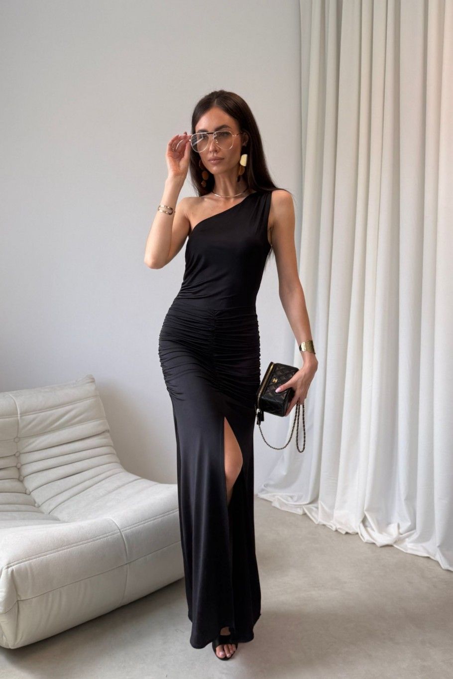Schwarzes Maxikleid