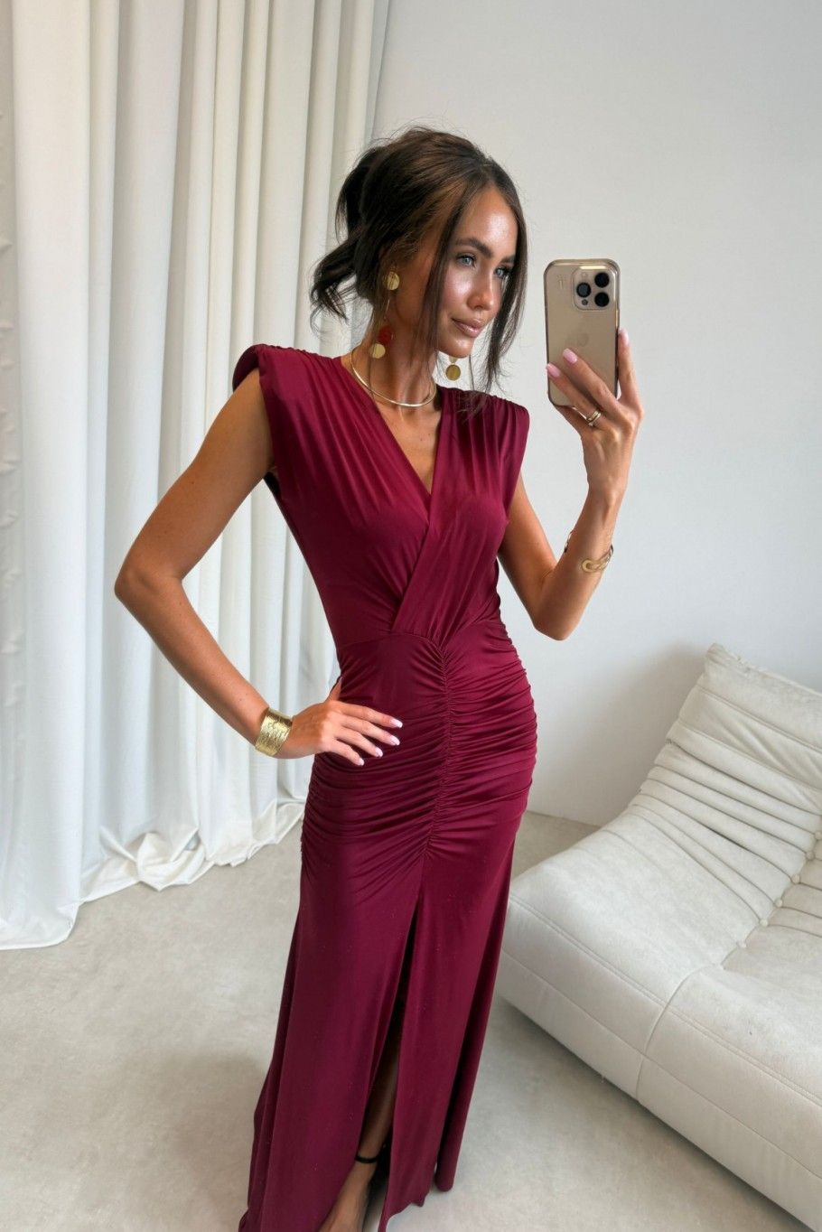 Noelia – Maxi-Kleid in Bordeaux