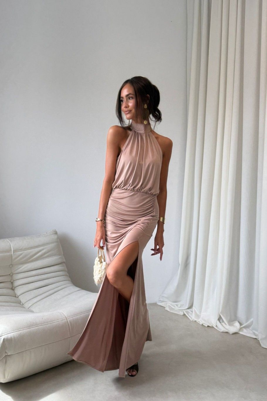 Maxikleid in Cappuccino-Farbe