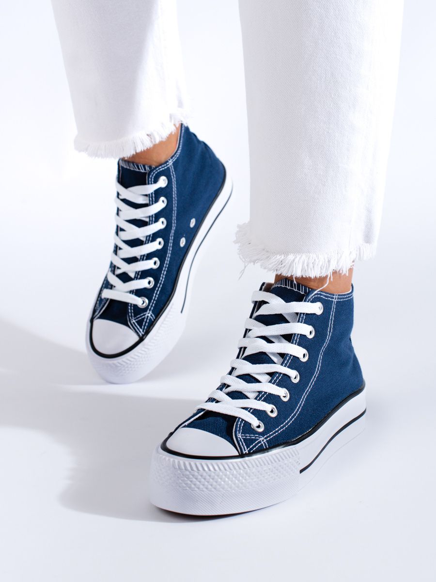 Damen hohe Sneakers auf Plattform Shelovet in Blau