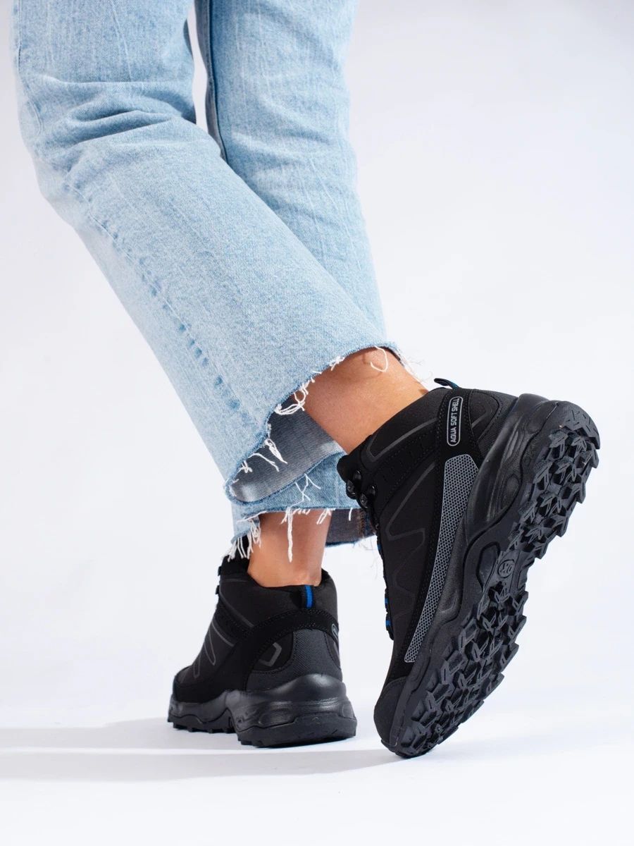Damen schwarze Trekking-Sportschuhe mit hohem Schaft