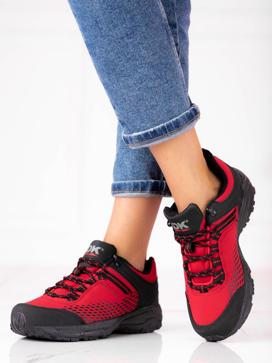 Damen Trekking Schuhe mit dicker Sohle DK rot