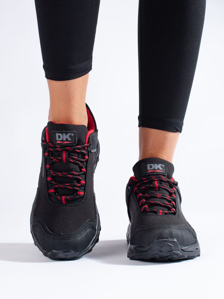 Damen Trekking Schuhe DK Waterproof Schwarz mit roten Akzenten