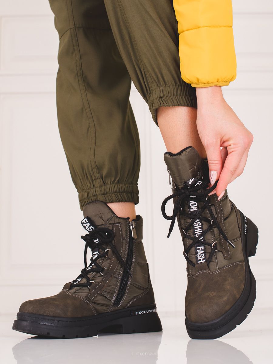 Damen Schneestiefel Shelovet mit Schnürung in Khaki