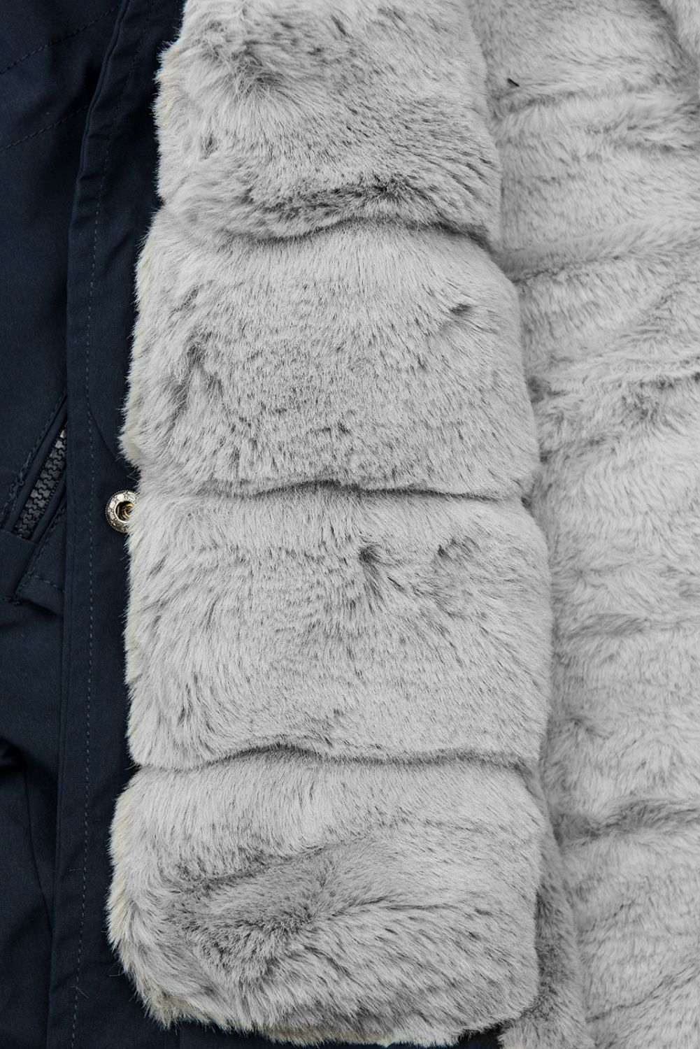 Winter Parka mit abnehmbaren Fellimitat dunkelblau