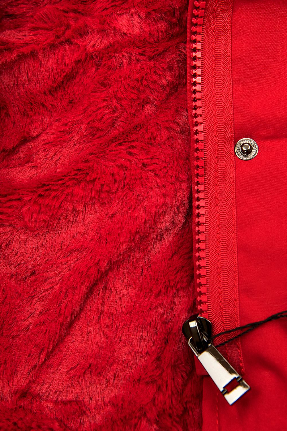 Winter Parka mit abnehmbaren Fellimitat rot