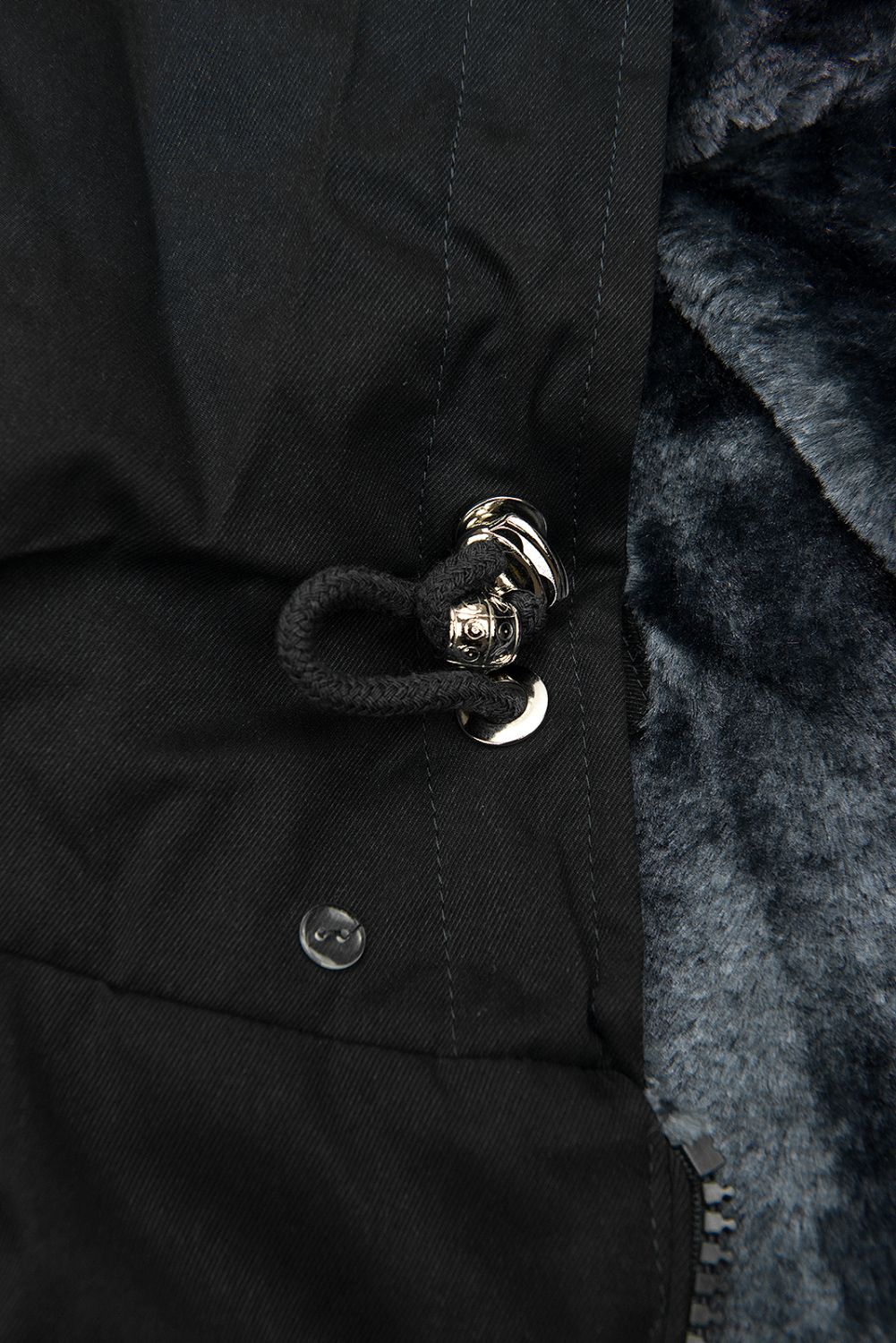 Winterparka mit Kunstfell-Kapuze schwarz/grau