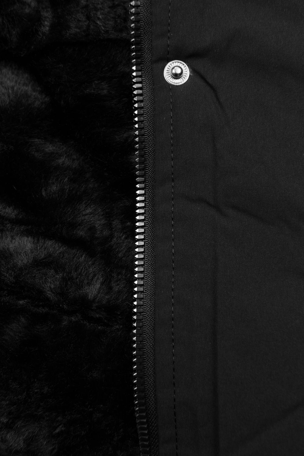 Winterparka mit Kunstfellkapuze schwarz