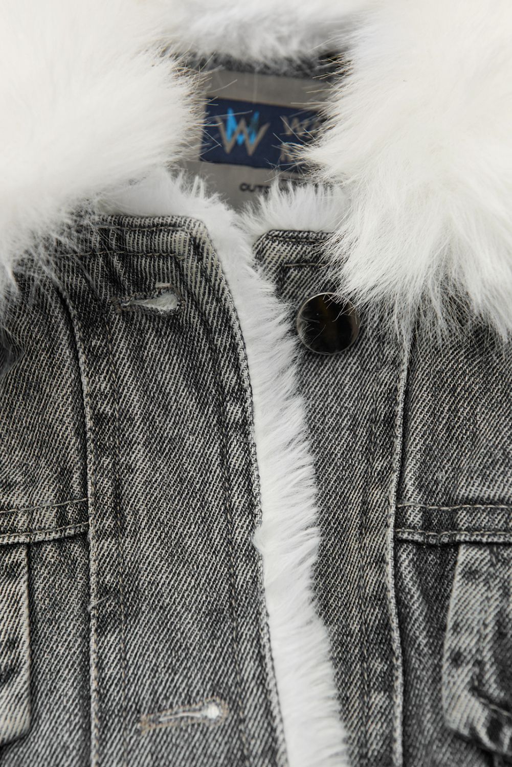 Jeansjacke mit kuscheligem Fellimitat grau/weiß