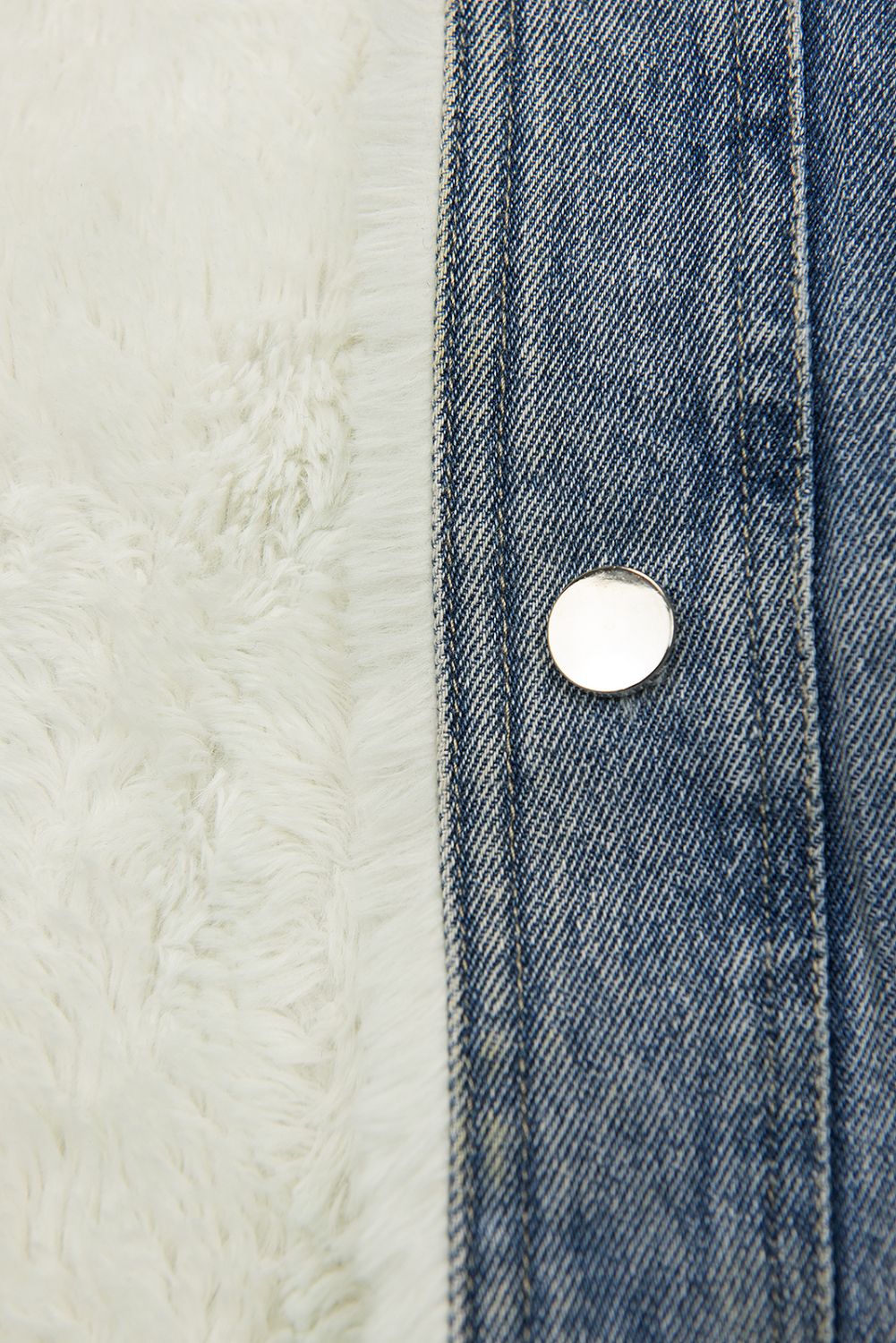 Jeansjacke mit kuscheligem Fellimitat blau/weiß