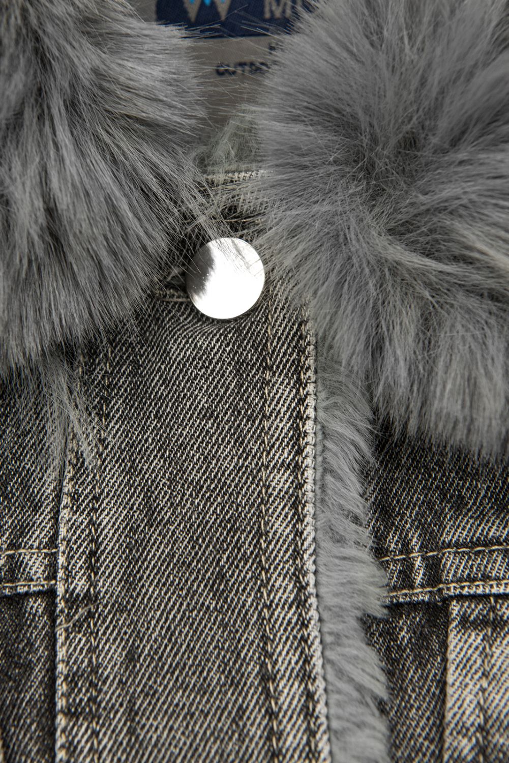 Jeansjacke mit kuscheligem Fellimitat grau/grau