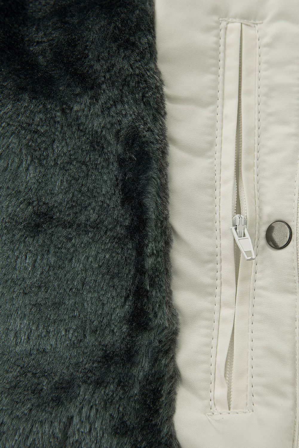 Winterjacke mit Teddy-Futter cremeweiß/grau