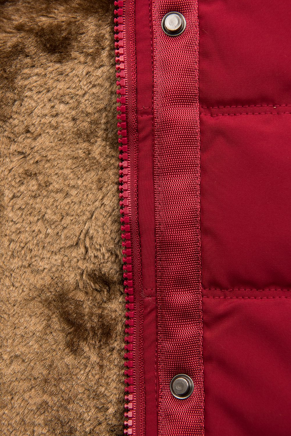 Wintermantel mit Teddy-Futter rot
